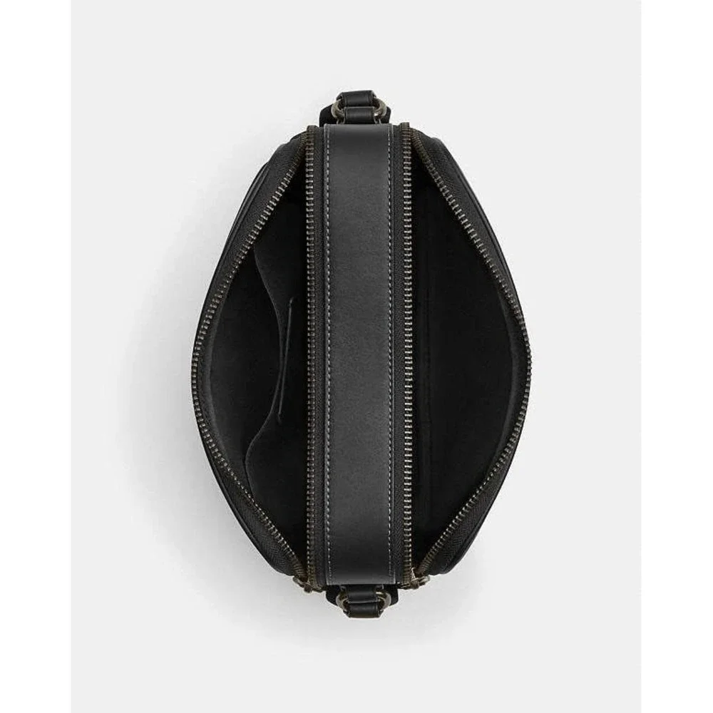 NEW Coach Graham Smooth Calf Leather Crossbody Bag Black Double Zip Camera Tote